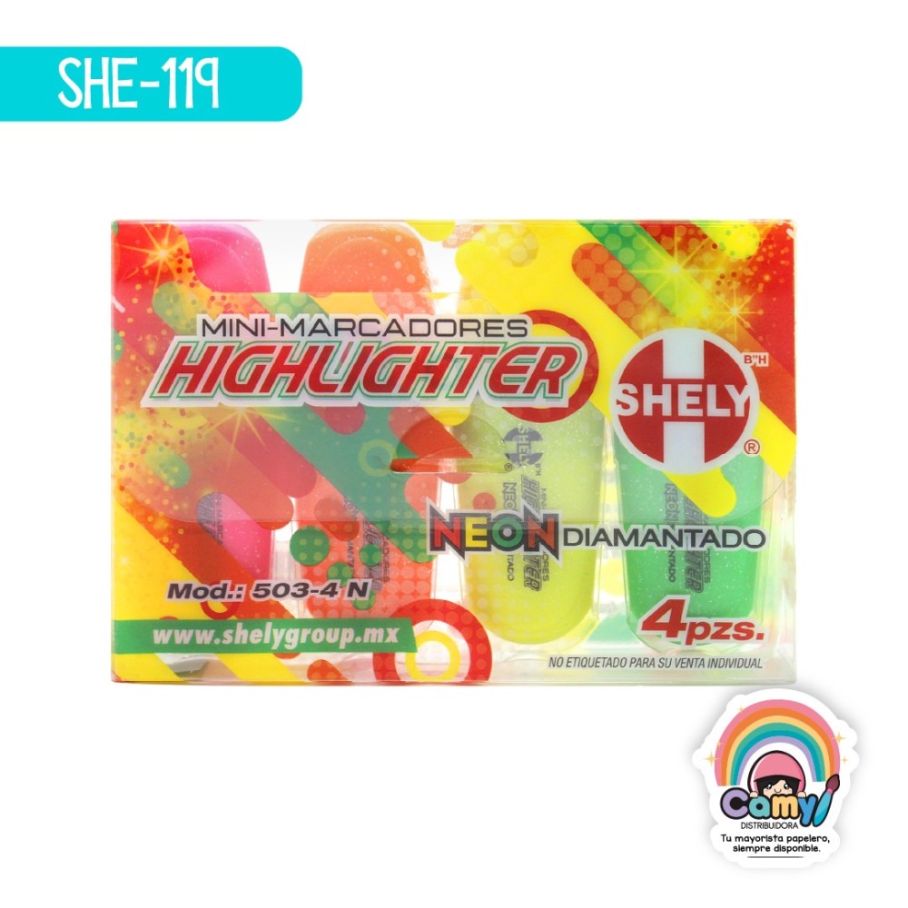 MARCATEXTOS SHELY MINI COLORES NEON 6PZ.