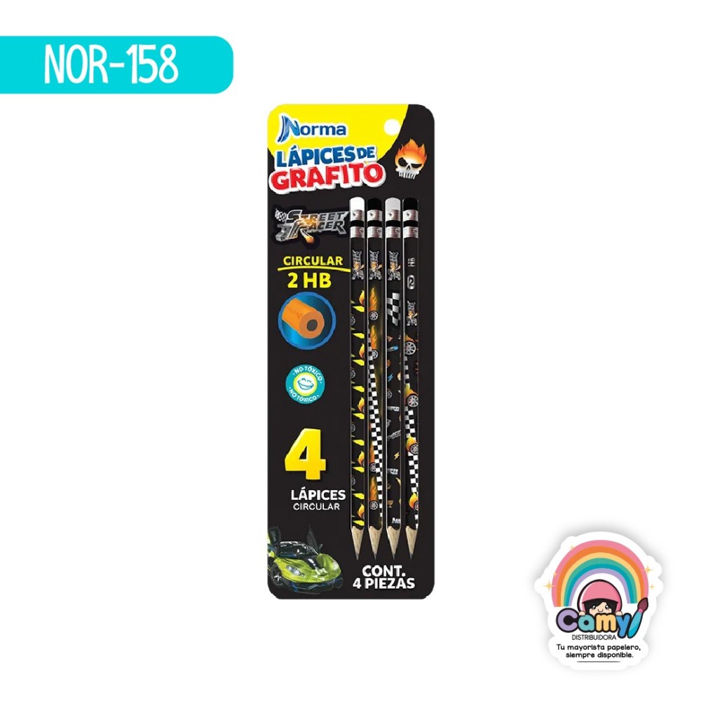 LAPIZ DE GRAFITO CIRCULAR STREET RACER C/4PZ NORMA