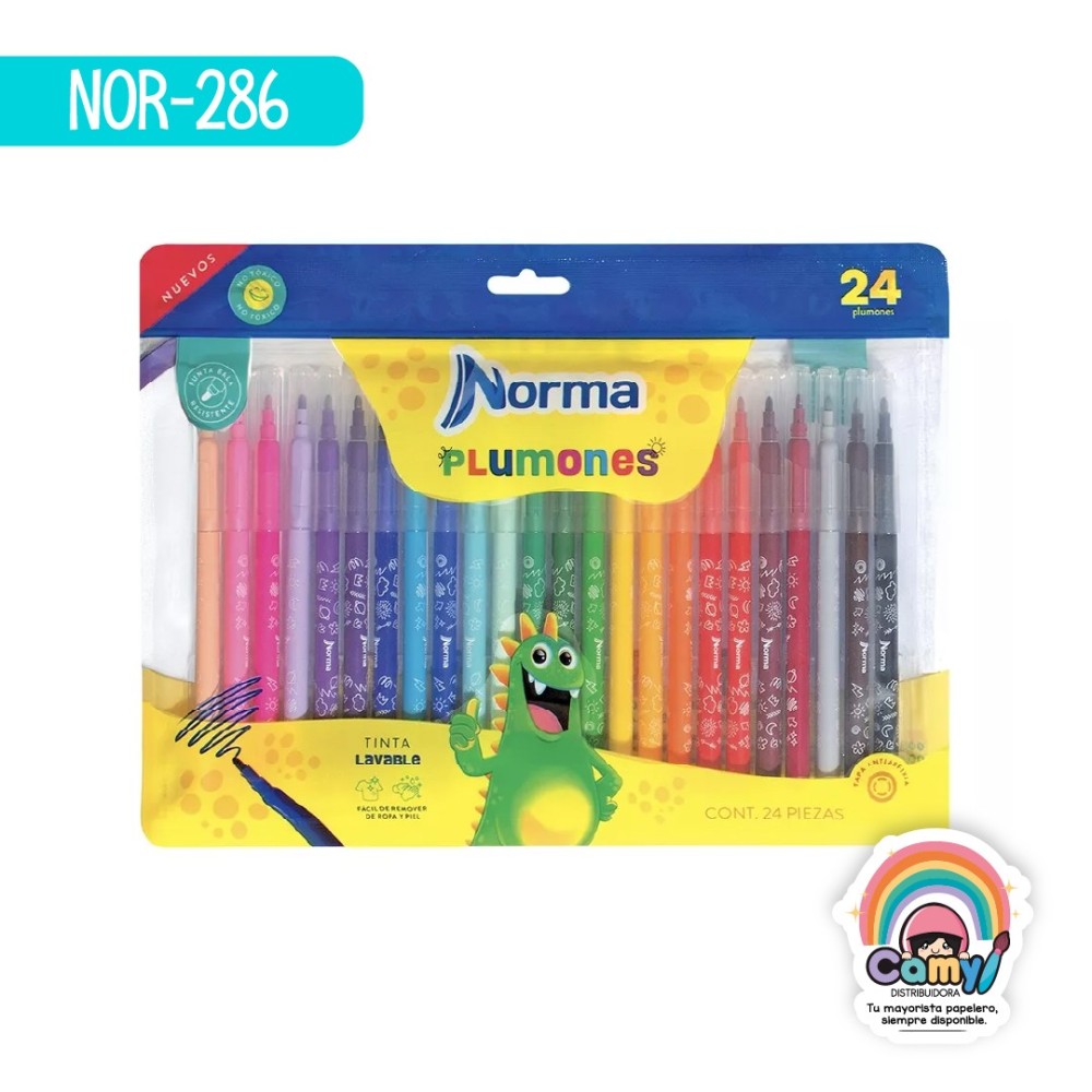 PLUMONES LAVABLES NORMA C/24 PUNTA BALA