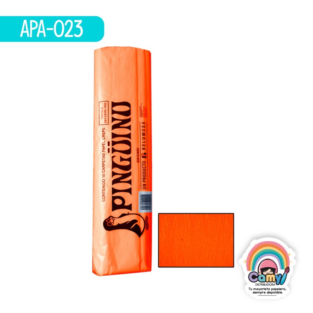 PAPEL CREPE PINGUINO MANDARINA C/10
