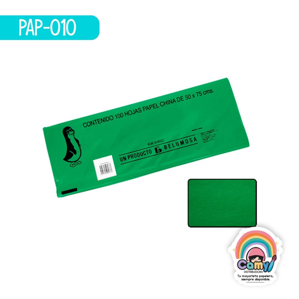 PAPEL CHINA BELUMOSA VERDE BANDERA C/100