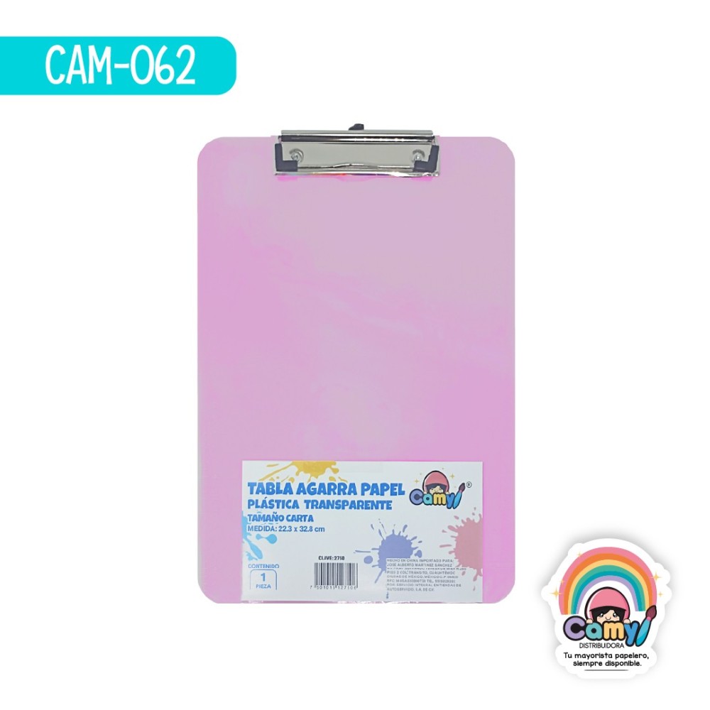 TABLA CAMY PLASTICO AGARRA PAPEL CARTA