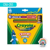 12 CRAYONES JUMBO C/4 LAPICES