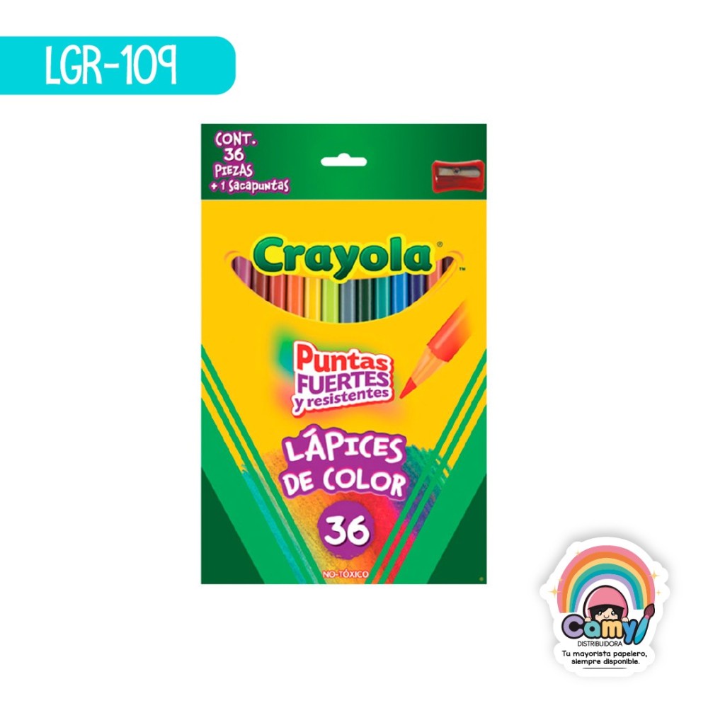 36 LAPICES DE COLOR CON SACAPUNTAS CRAYOLA