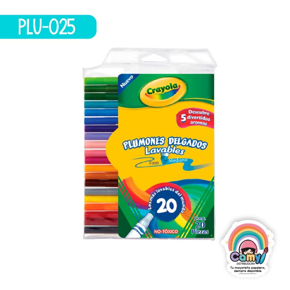 20 PLUMONES DELGADOS LAVABLES CRAYOLA