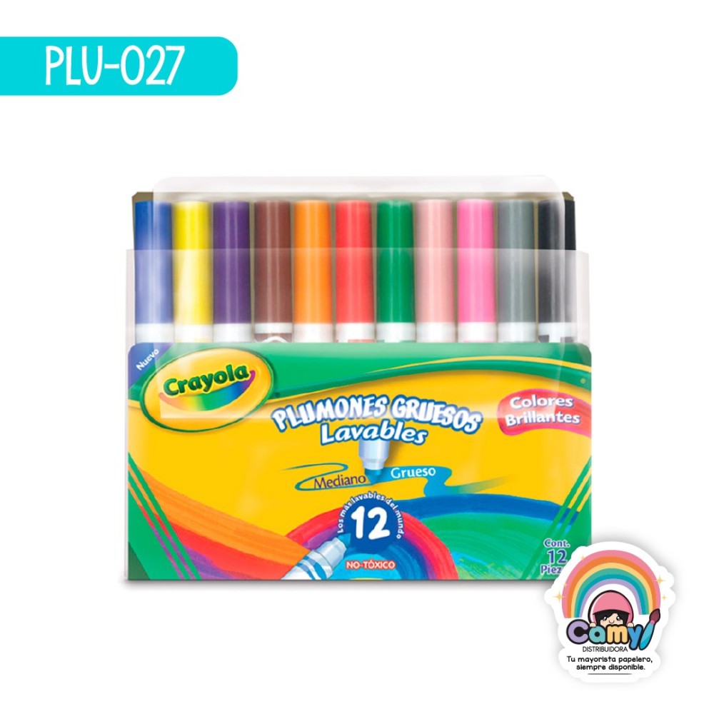 12 PLUMONES GRUESOS LAVABLES CRAYOLA