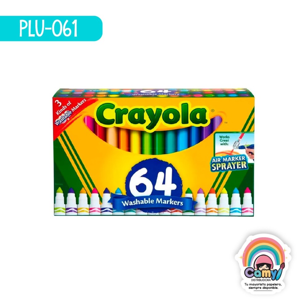 64 PLUMONES GRUESOS LAVABLES CRAYOLA