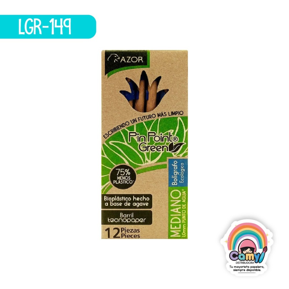 BOL. ECOLOGICO PIN POINT GREEN MEDIANO NEGRO C/12 BOL. ECOLOGICO PIN POINT GREEN MEDIANO NEGRO C/12