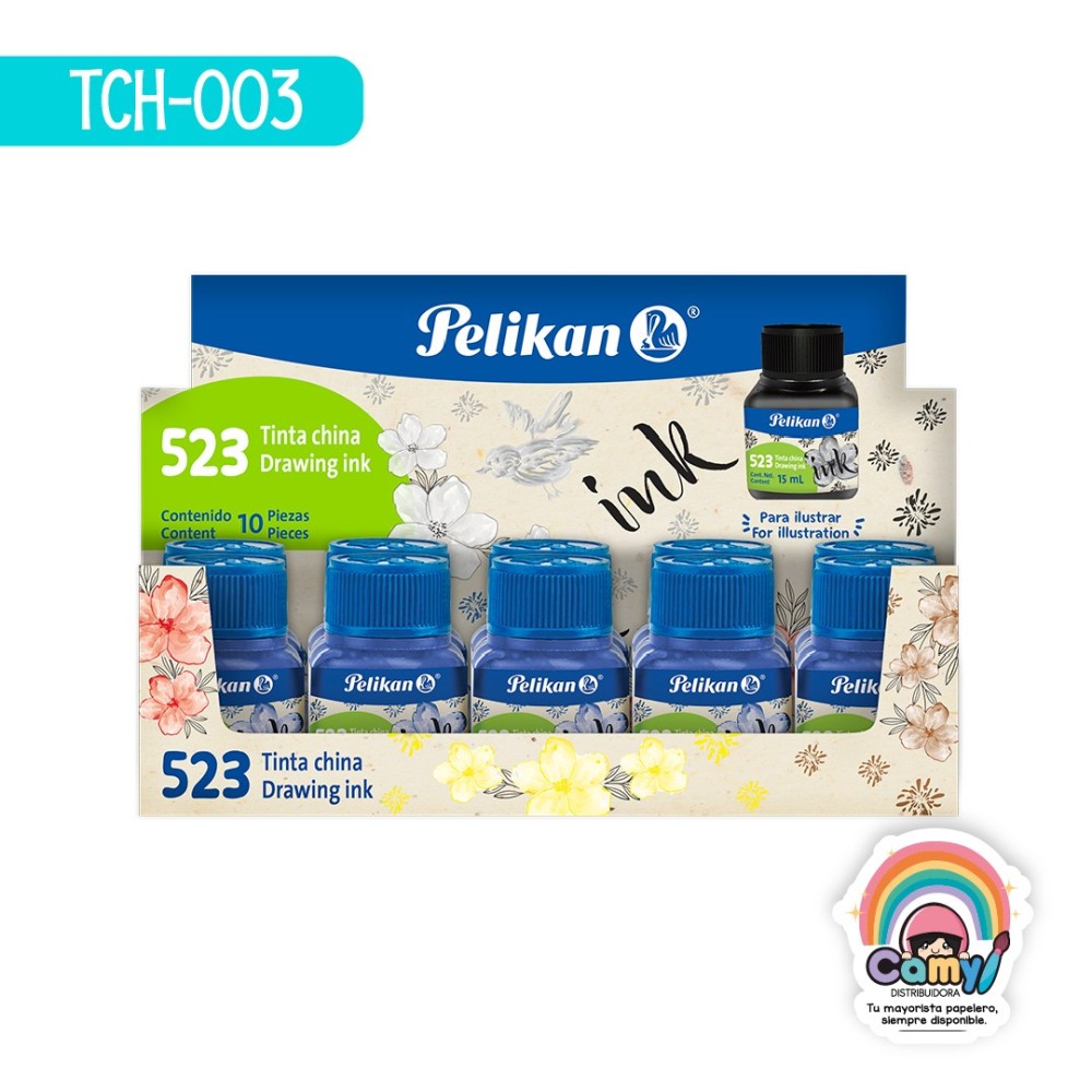 TINTA CHINA PELIKAN 523  15 ML. AZUL
