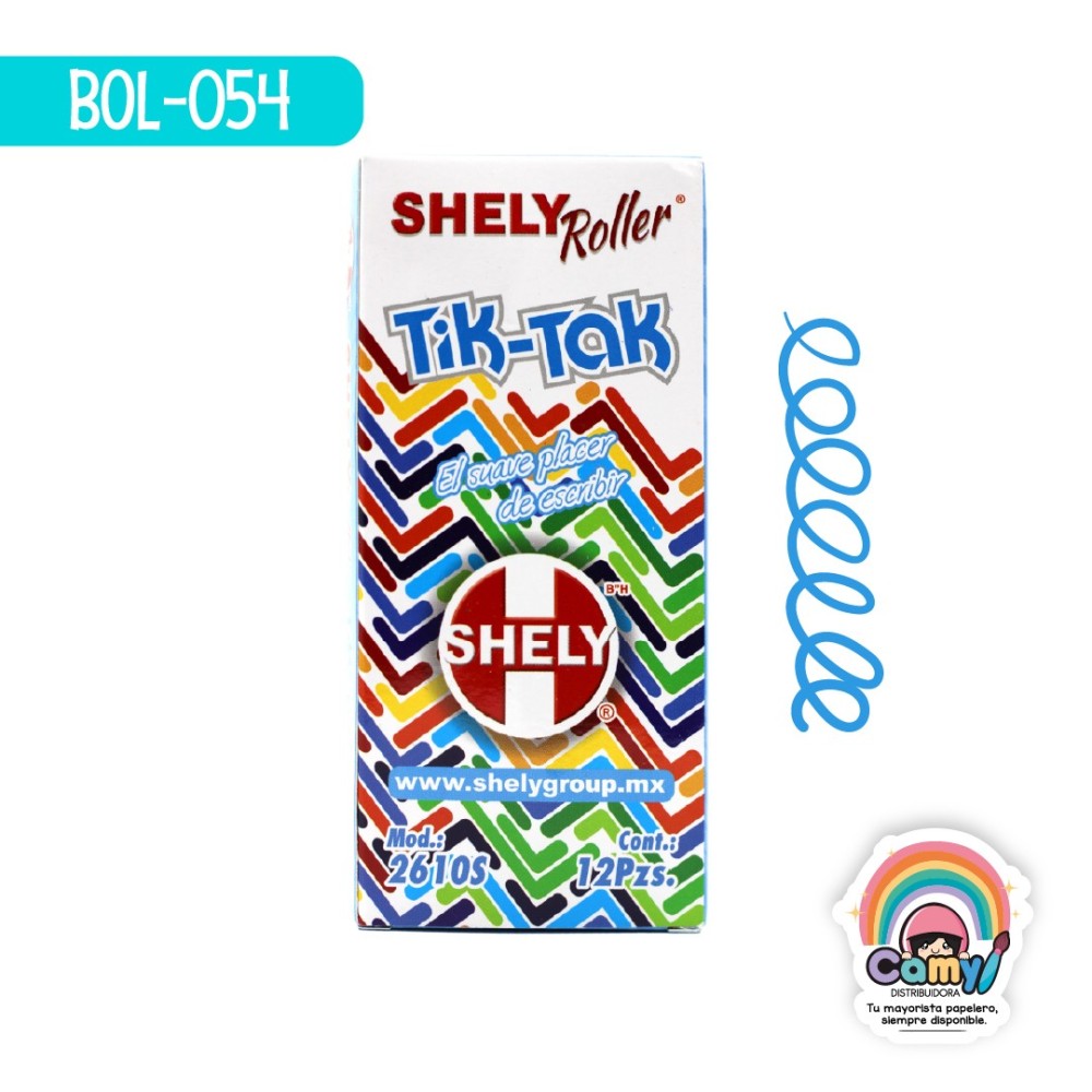 BOL SHELY TIK-TAK ROLLER RETRACTIL AZUL CLARO C/12