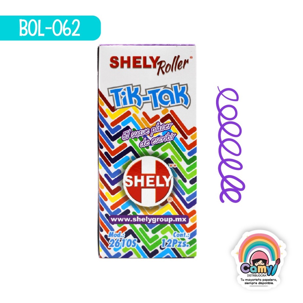 BOL SHELY TIK-TAK ROLLER RETRACTIL MORADO C/12