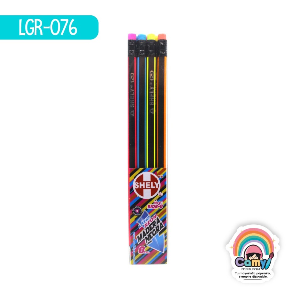 LPZ DE ESCRT MED No. 2 HB SHELY NEON MADERA NEGRA C/8