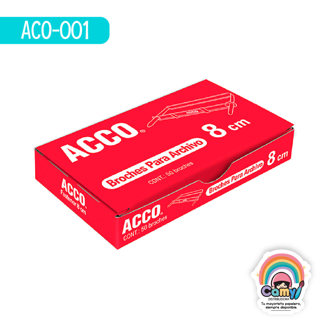 ACO-001 BROCHE ACCO DE ARCHIVO METALICO 8 CM 50 PZAS