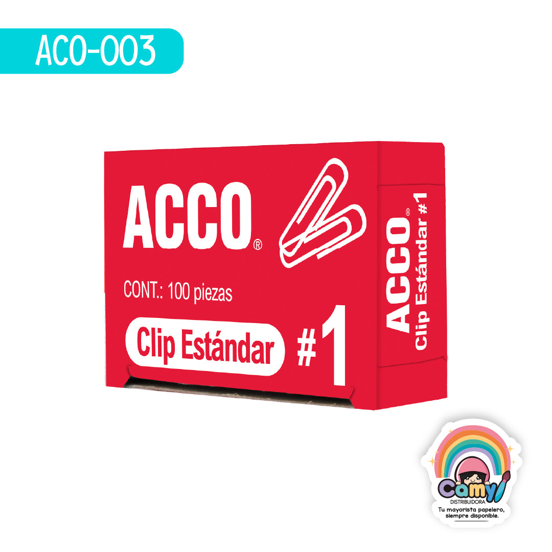 ACO-003 CLIP ACCO ESTANDAR #1 1 CAJA CON 100 PIEZAS