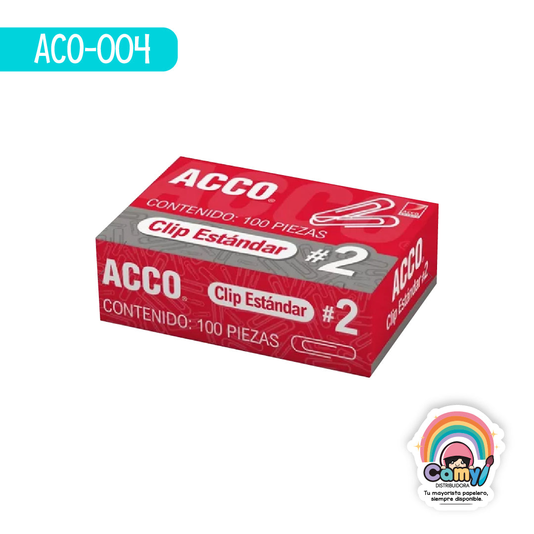 ACO-004 CLIP ACCO ESTANDAR #2  1 CAJA CON 100 PIEZAS