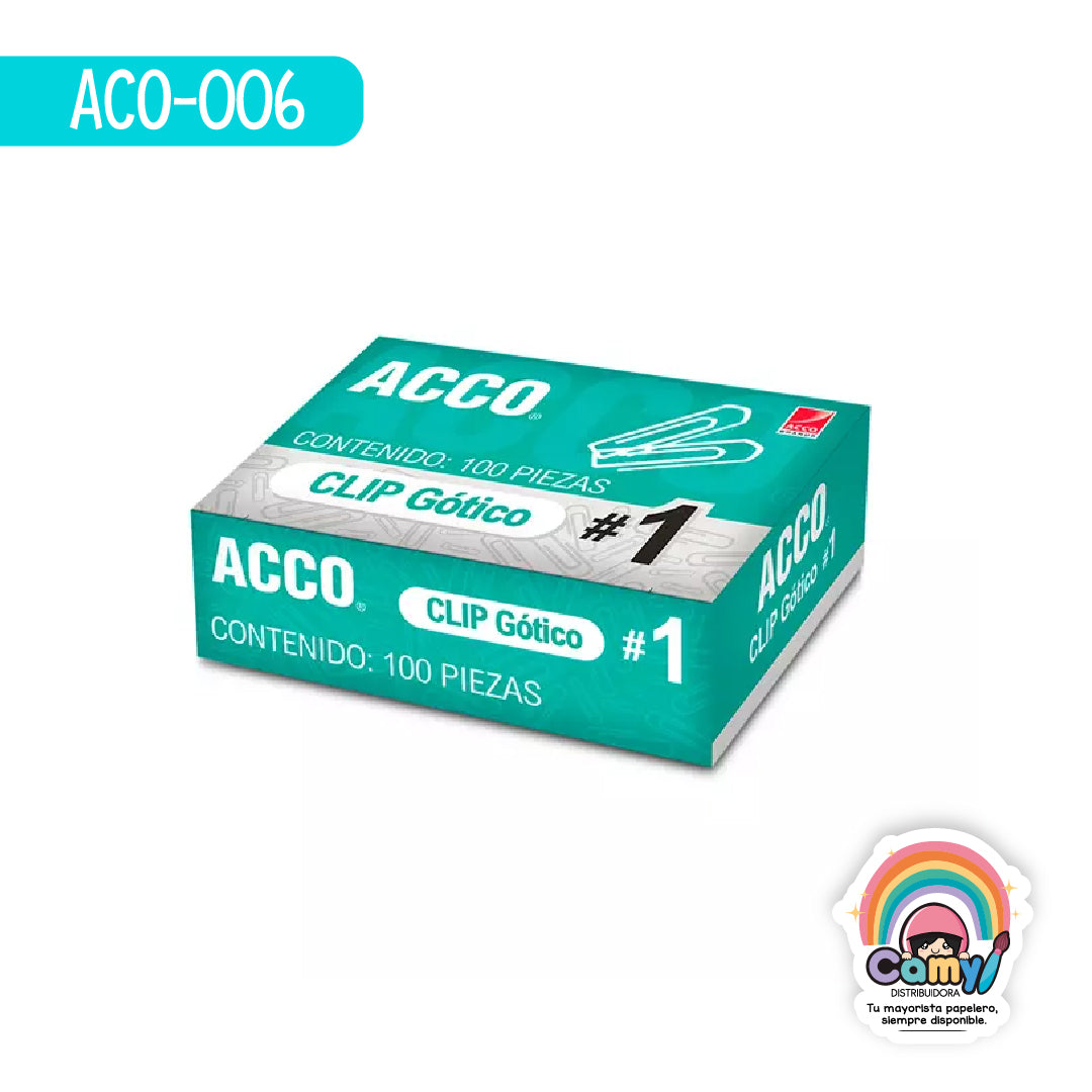 ACO-006 CLIP ACCO GOTICO #1 1 CAJA CON 100 PIEZAS