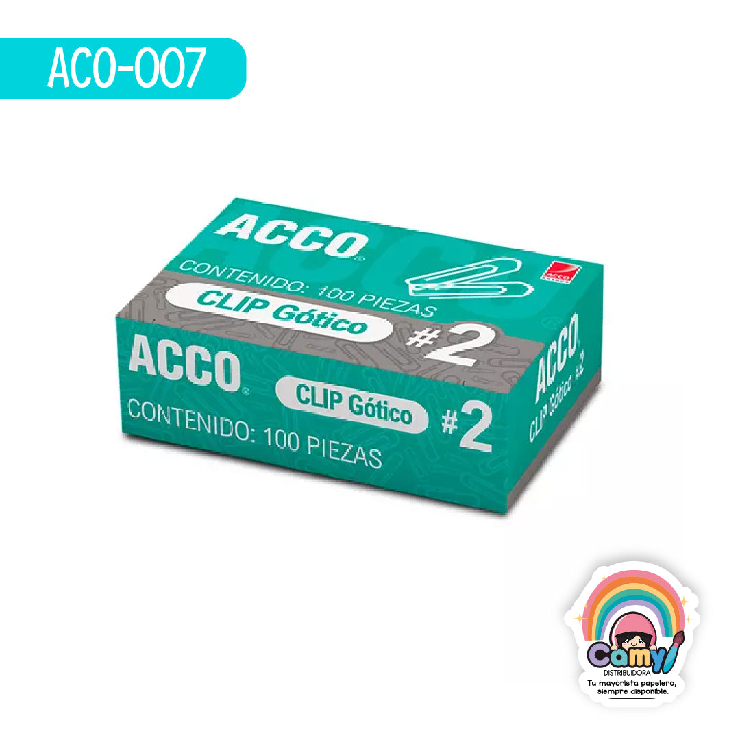 ACO-007 CLIP ACCO GOTICO #2 1 CAJA CON 100 PIEZAS