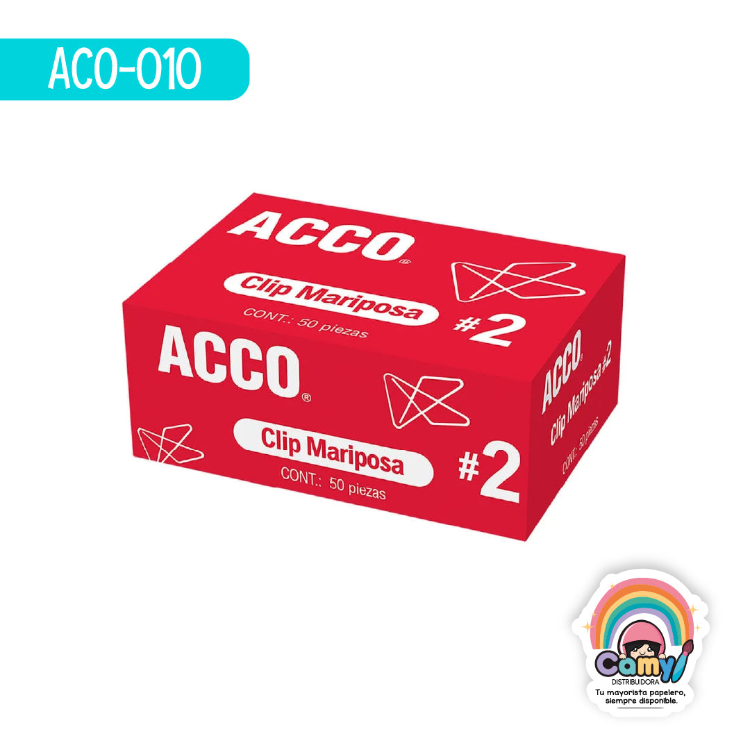 ACO-010 CLIP ACCO MARIPOSA  #2 50 PZAS  CAJA