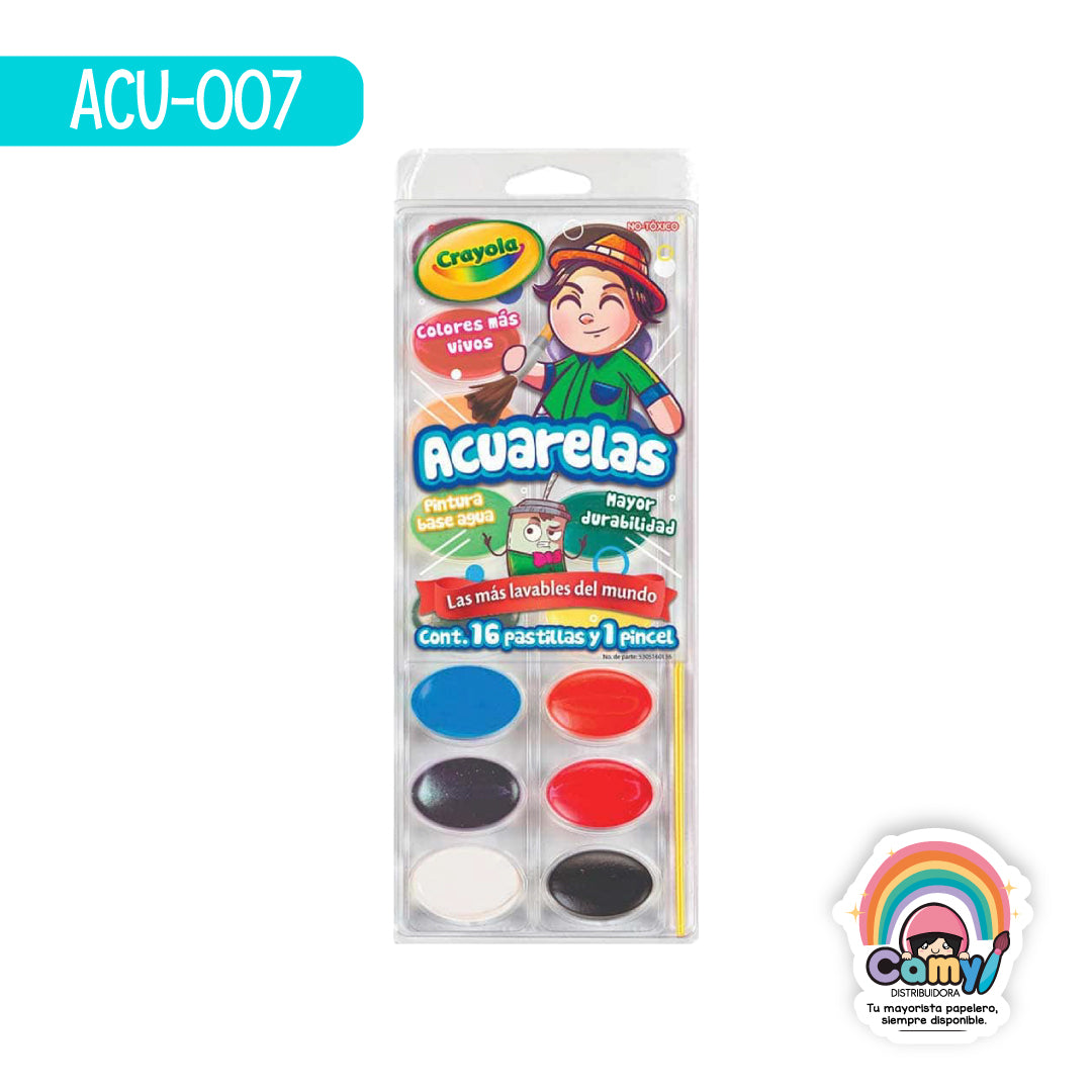 ACU-007 ACUARELA CON 16 COLORES CRAYOLA