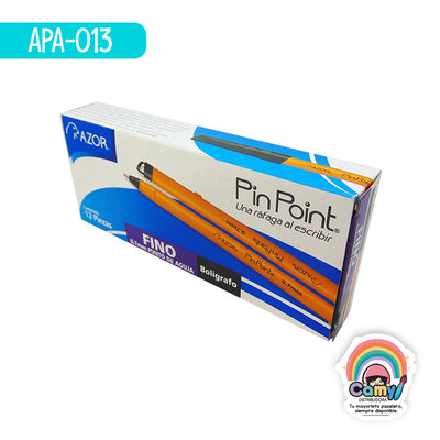 APA-013 BOLIGRAFO PIN POINT FINO CUERPO AMARILLO C/12  NEG AZOR