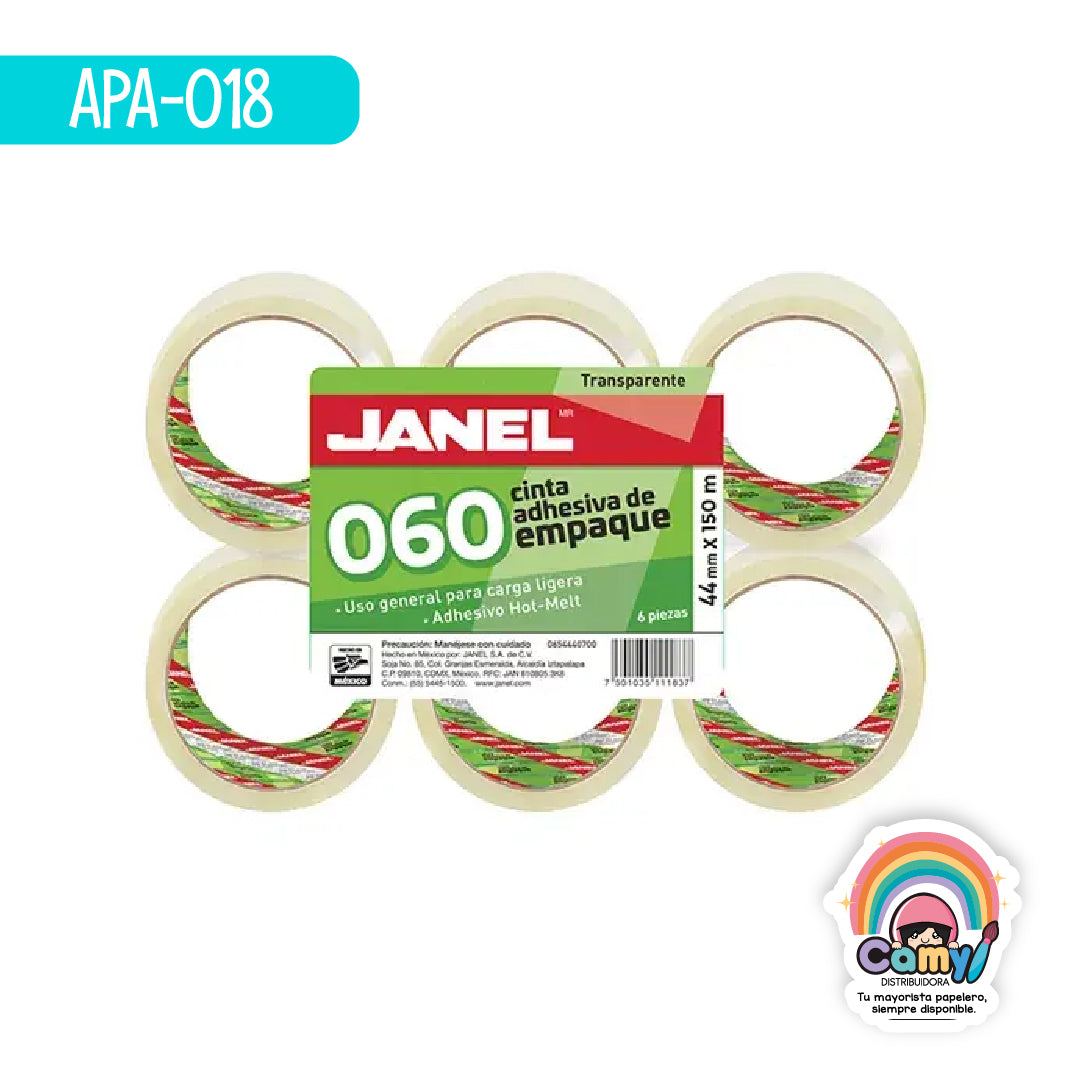 APA-018 CINTA JANEL TRANSP DE 44X150MTS C/6 PZS.