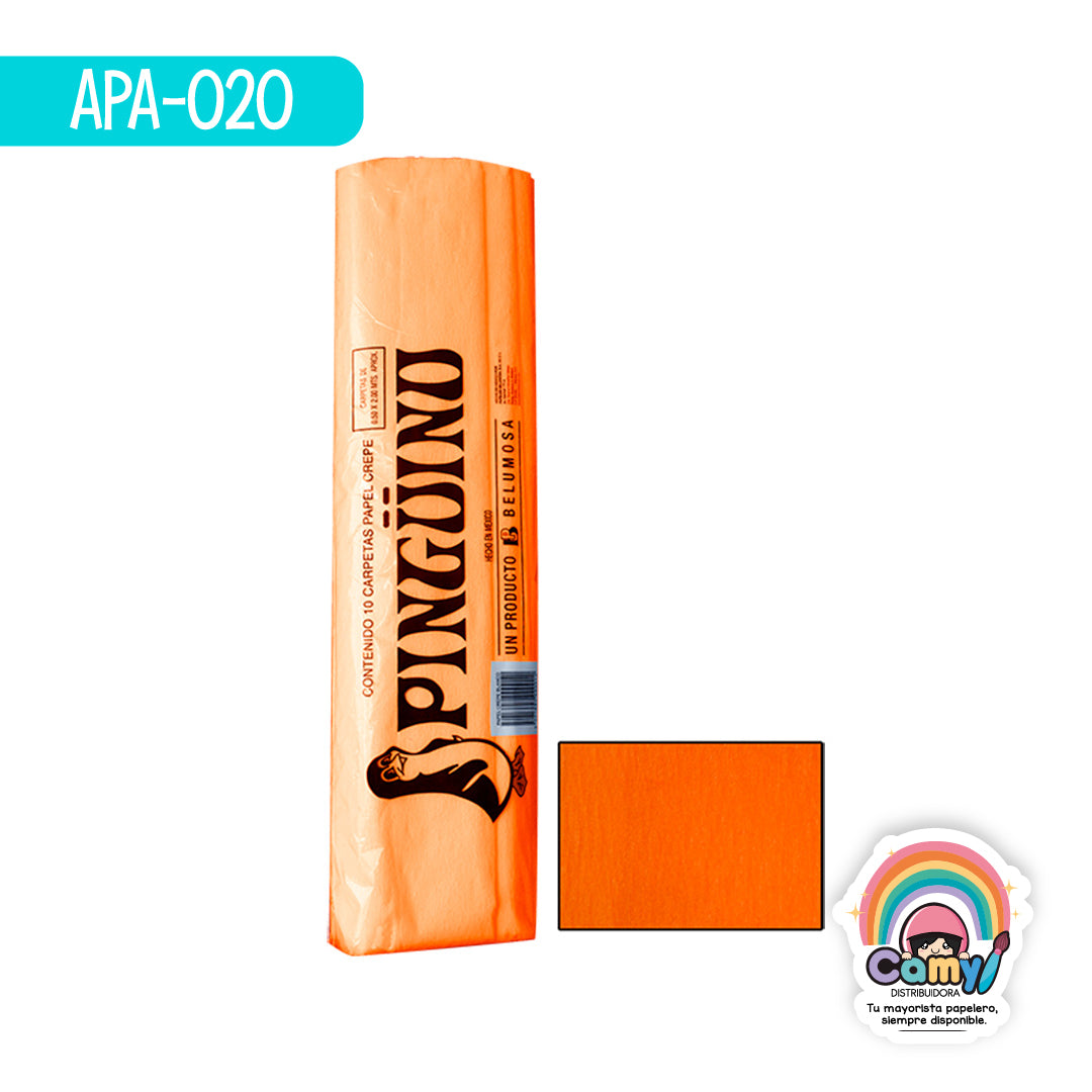 APA-020 PAPEL CREPE PINGÜINO NARANJA C/10
