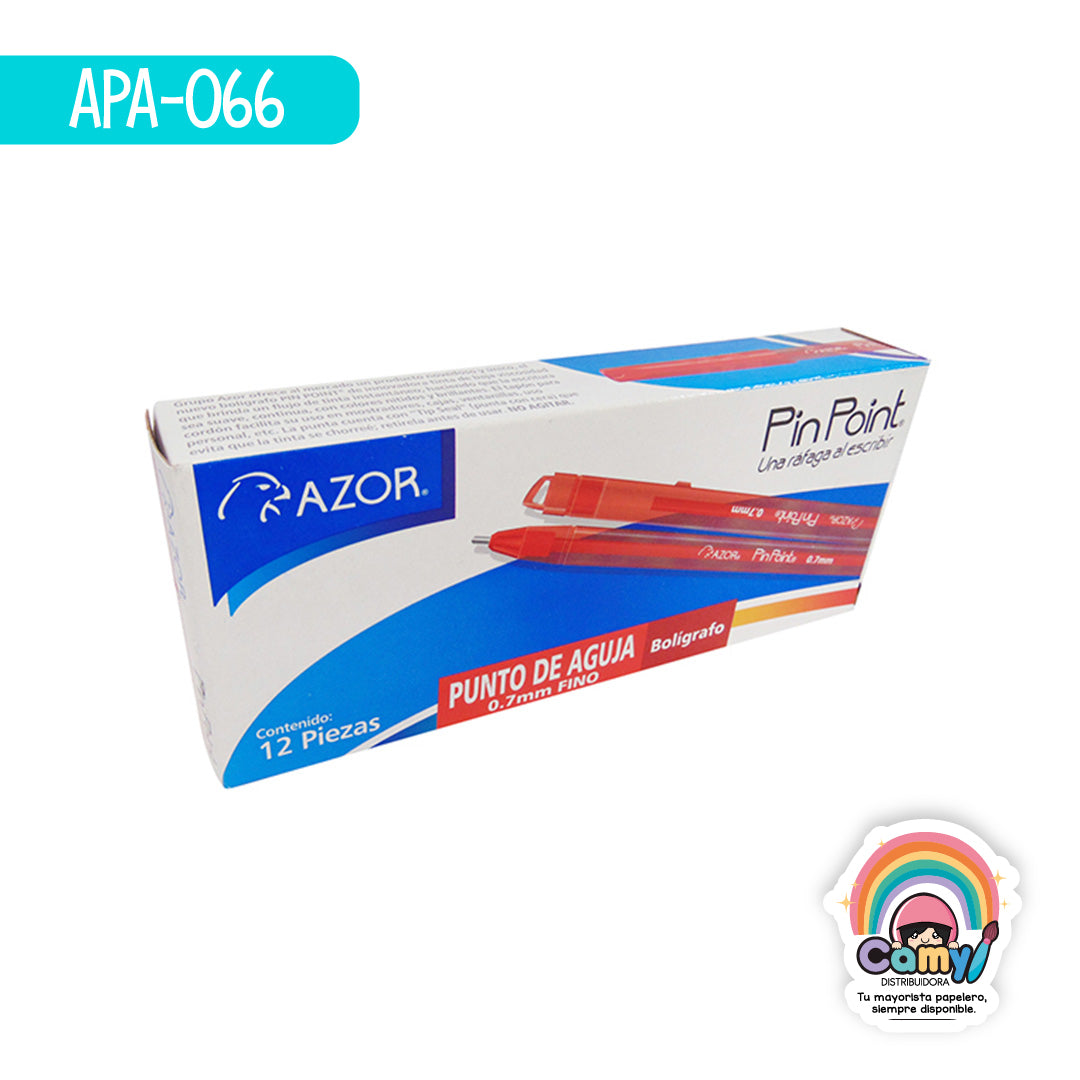APA-066 BOLIGRAFO PIN POINT FINO CUERPO AHUMADO ROJO C/12 AZOR