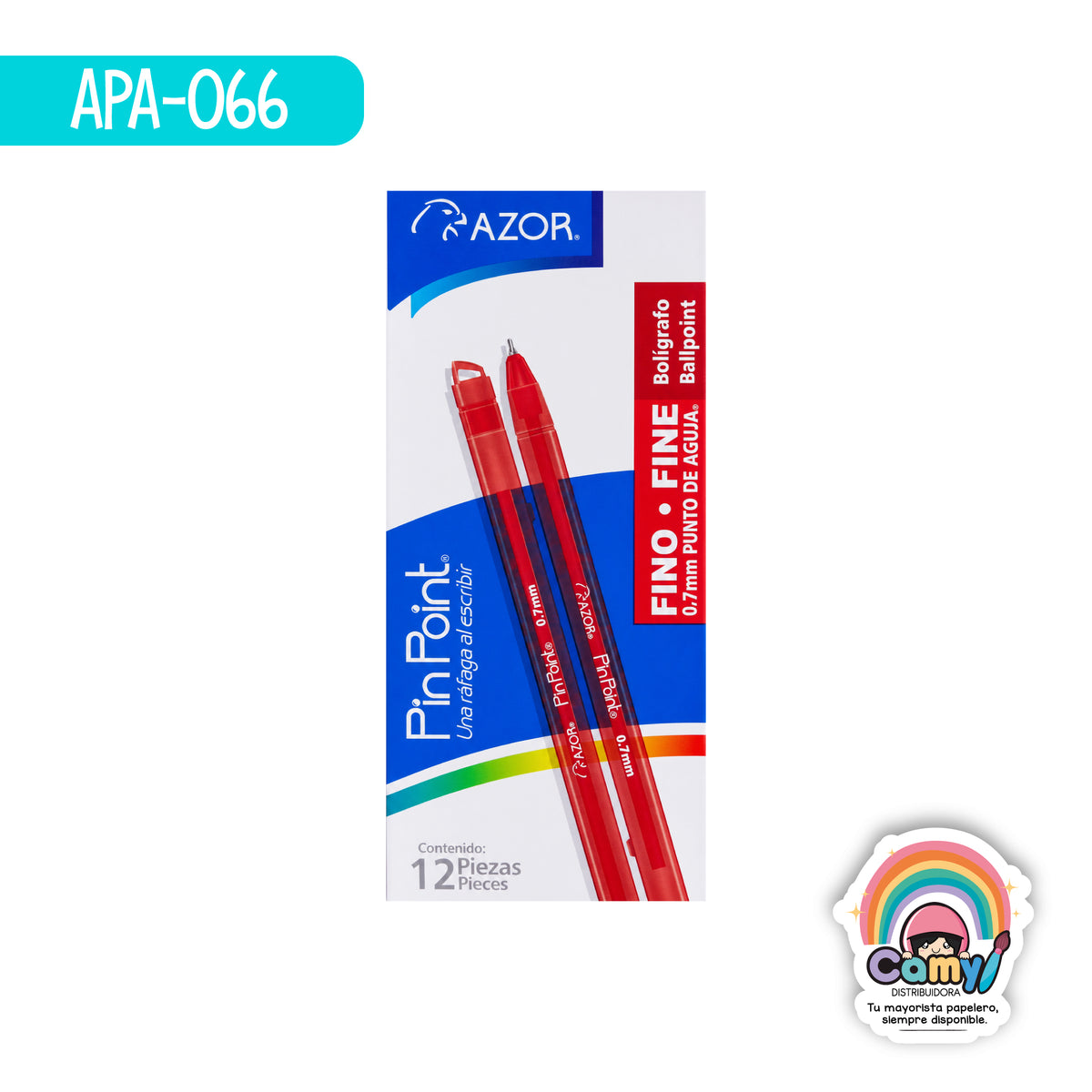APA-066 BOLIGRAFO PIN POINT FINO CUERPO AHUMADO ROJO C/12 AZOR