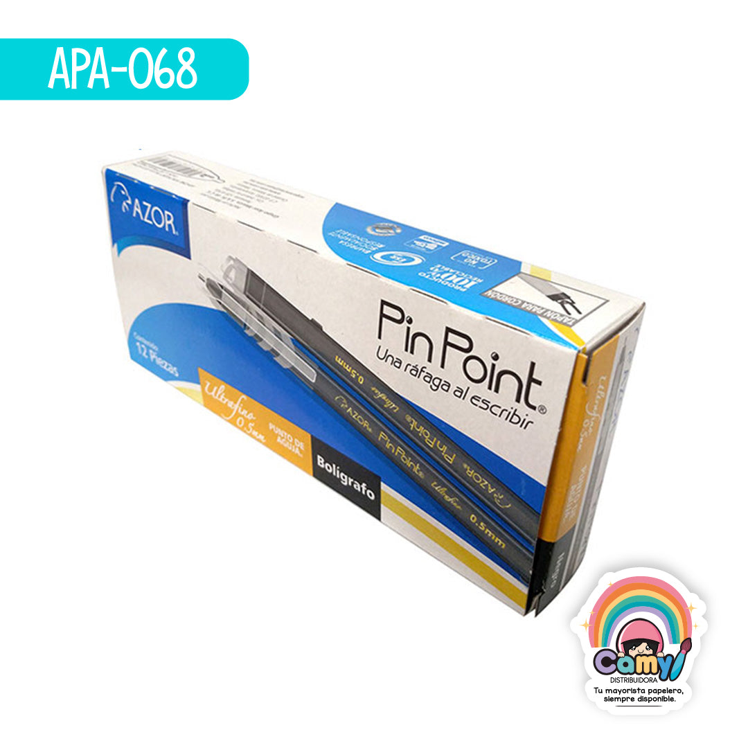 APA-068 BOLIGRAFO PIN POINT ULTRAFINO NEGRO C/12 AZOR