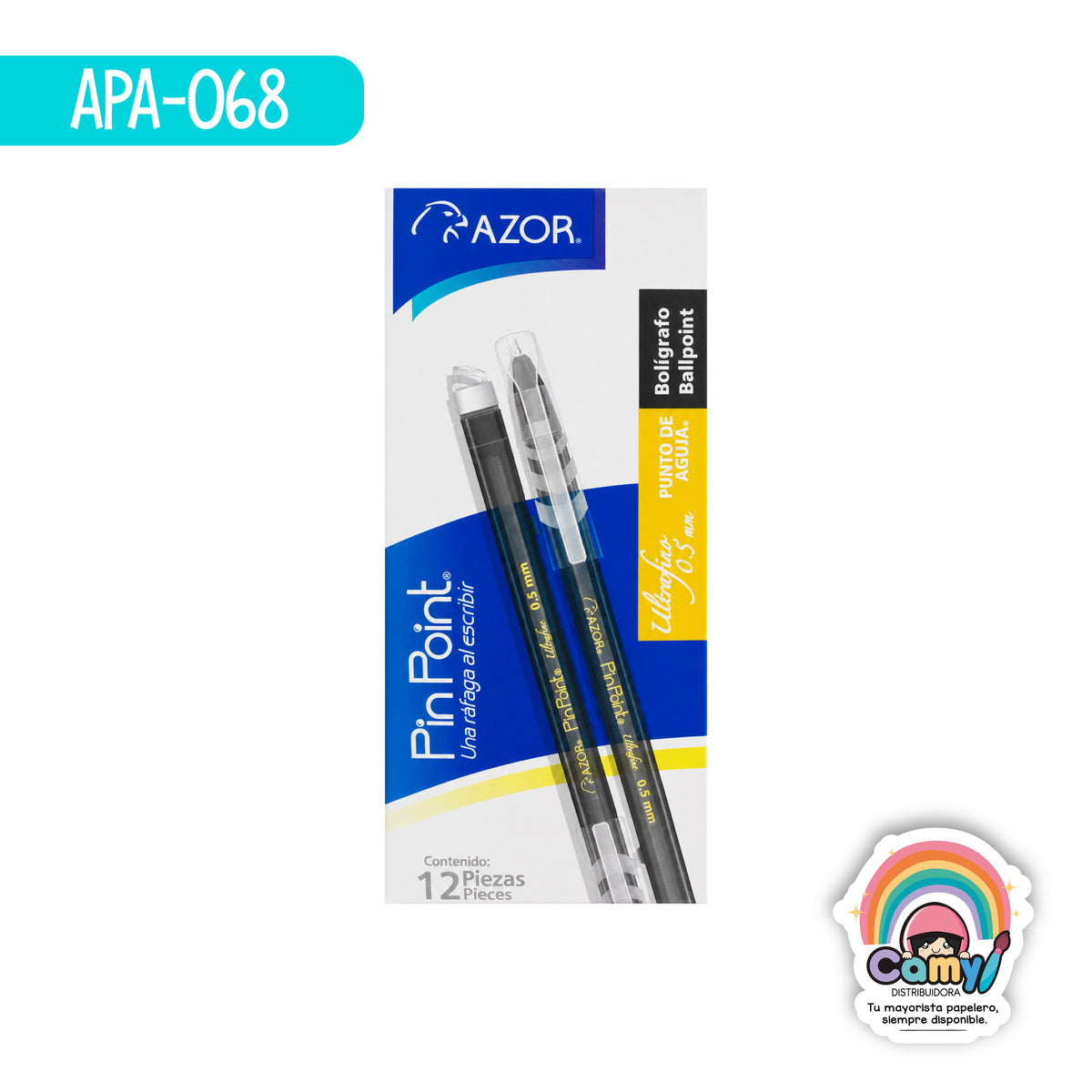 APA-068 BOLIGRAFO PIN POINT ULTRAFINO NEGRO C/12 AZOR