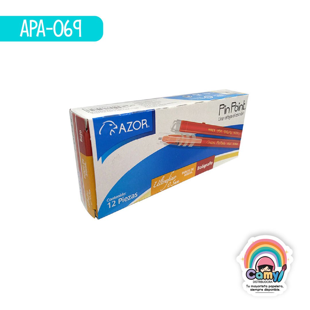 APA-069 BOLIGRAFO PIN POINT ULTRAFINO ROJO C/12 AZOR