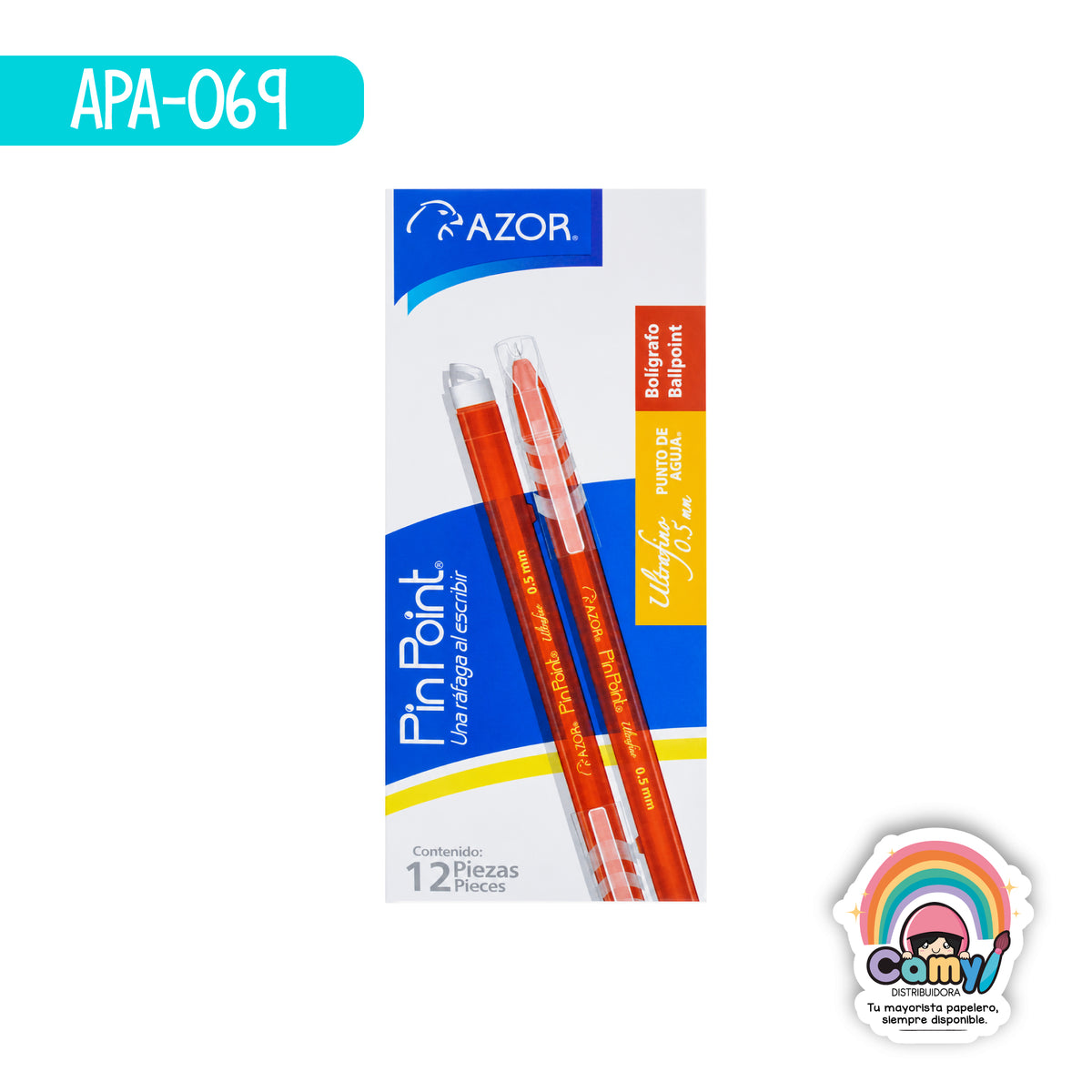 APA-069 BOLIGRAFO PIN POINT ULTRAFINO ROJO C/12 AZOR