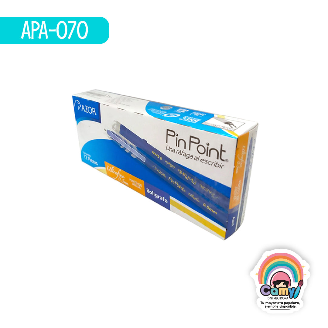 APA-070 BOLIGRAFO PIN POINT ULTRAFINO AZUL C/12 AZOR