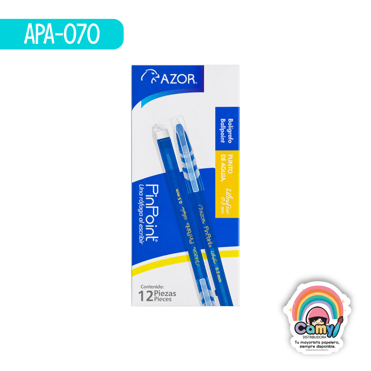 APA-070 BOLIGRAFO PIN POINT ULTRAFINO AZUL C/12 AZOR