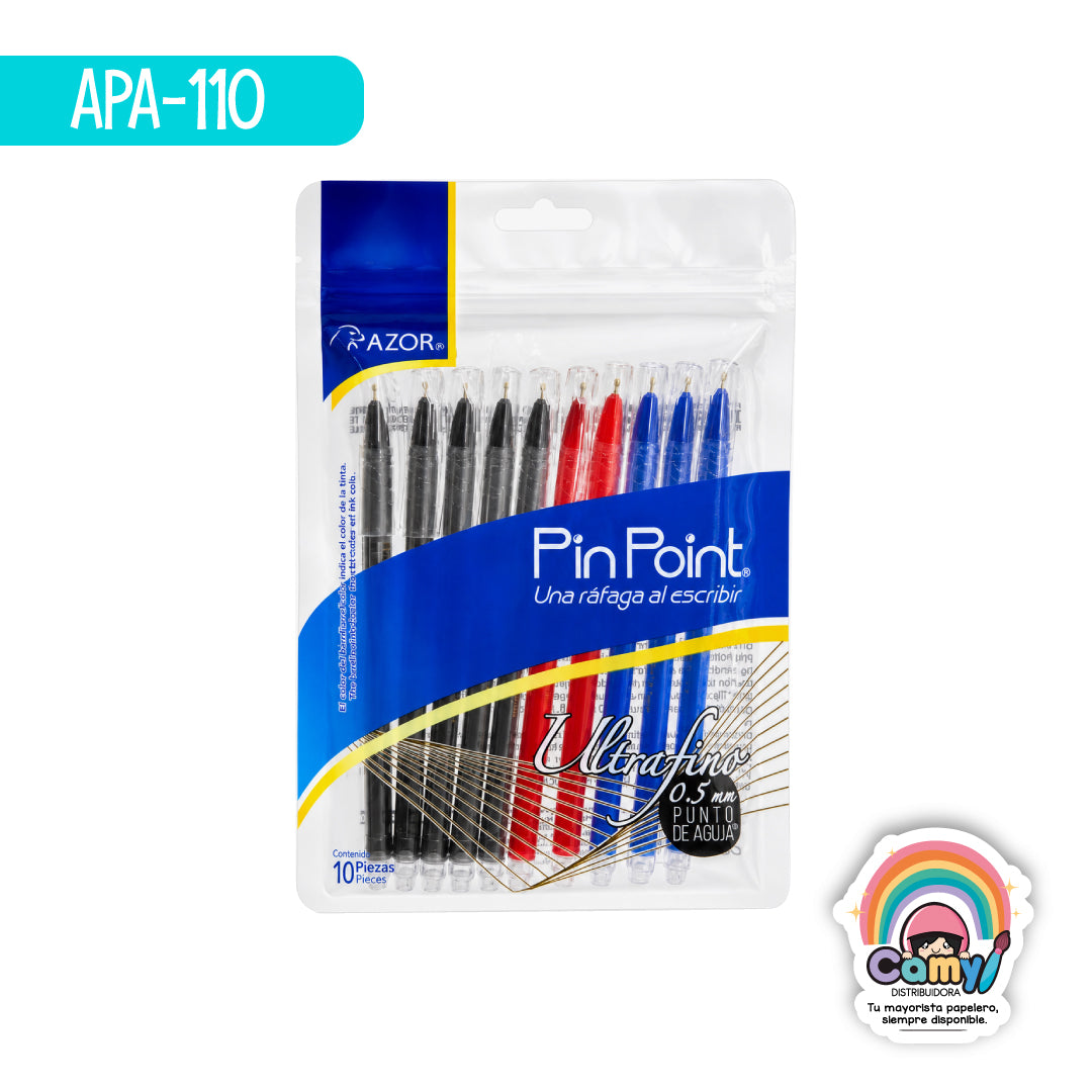 APA-110 BOLIGRAFO PIN POIN P.ULTRA FINO BOLSA C/10 AZOR