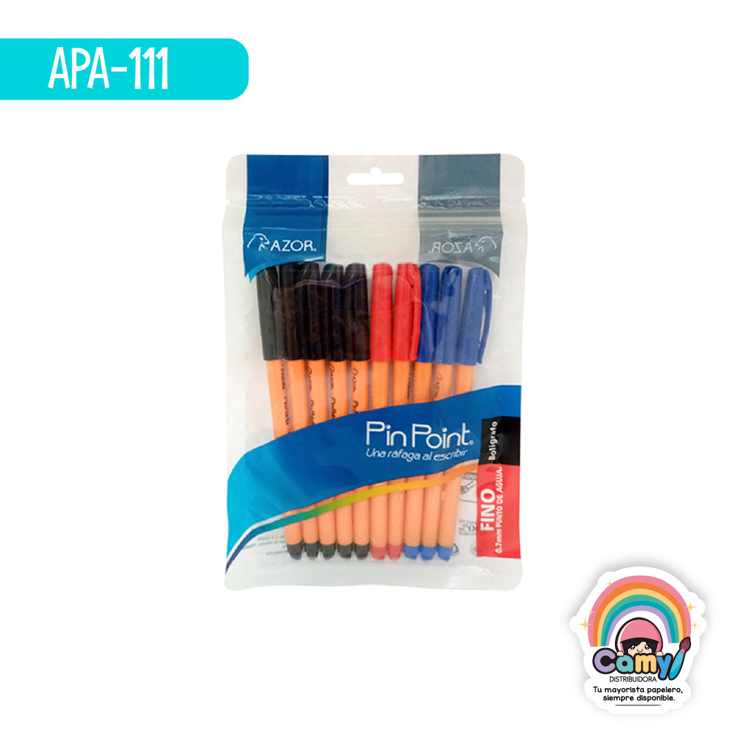 APA-111 BOLIGRAFO PIN POIN CPO AMA FINO (5NE-3AZ-2RO) C/10 AZOR
