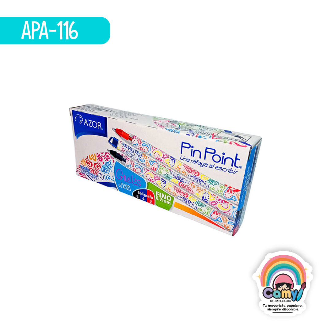 APA-116 BOLIGRAFO PIN POINT GREKS C/12 (6NGO-4AZ-2RJ) AZOR