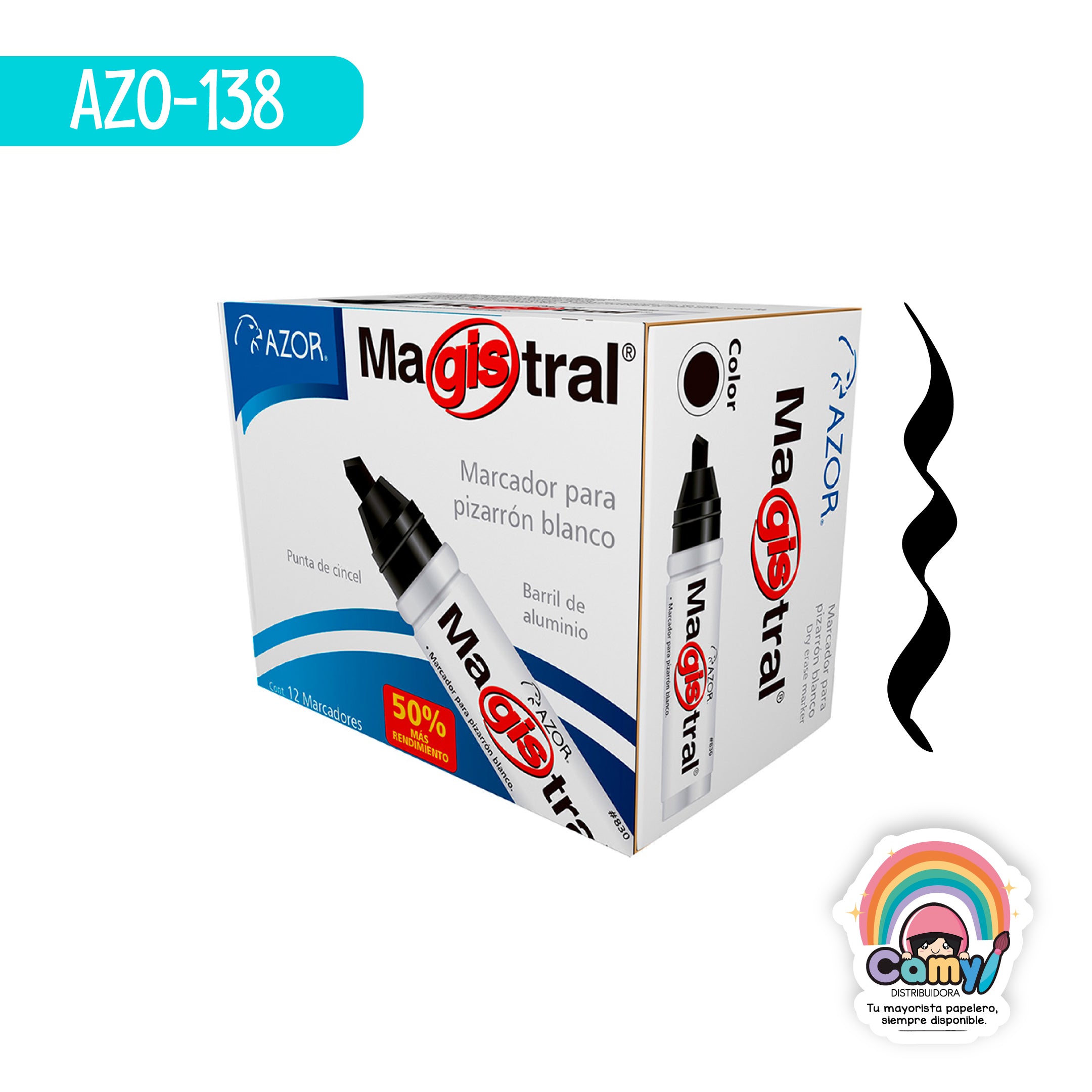 AZO-138 MARCADOR ALUMINIO MAGISTRAL NEGRO C/12 AZOR
