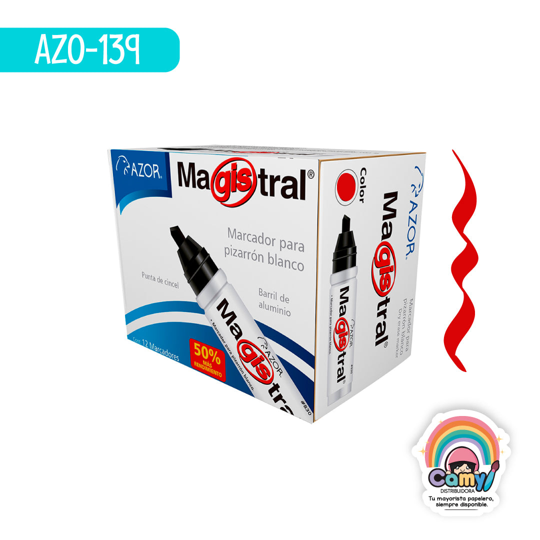 AZO-139 MARCADOR ALUMINIO MAGISTRAL ROJO C/12 AZOR