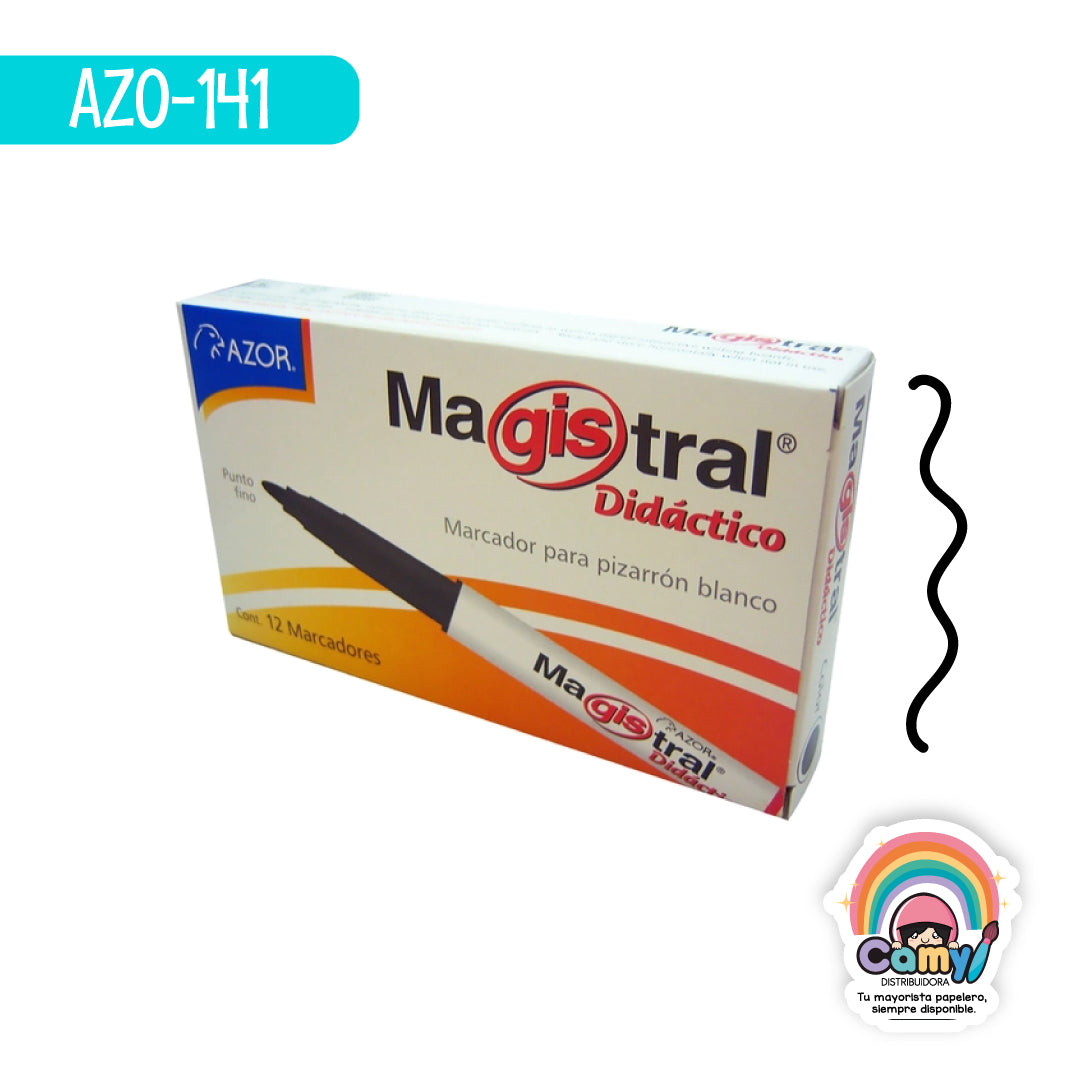 AZO-141 MARCADOR MAGISTRAL DIDACTICO PTO FINO NEGRO C/12 AZOR