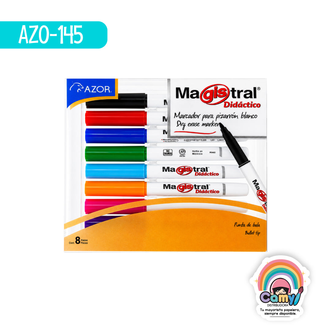 AZO-145 MARCADOR MAGISTRAL DIDACTICO PTO FINO EST C/8 SURT AZOR