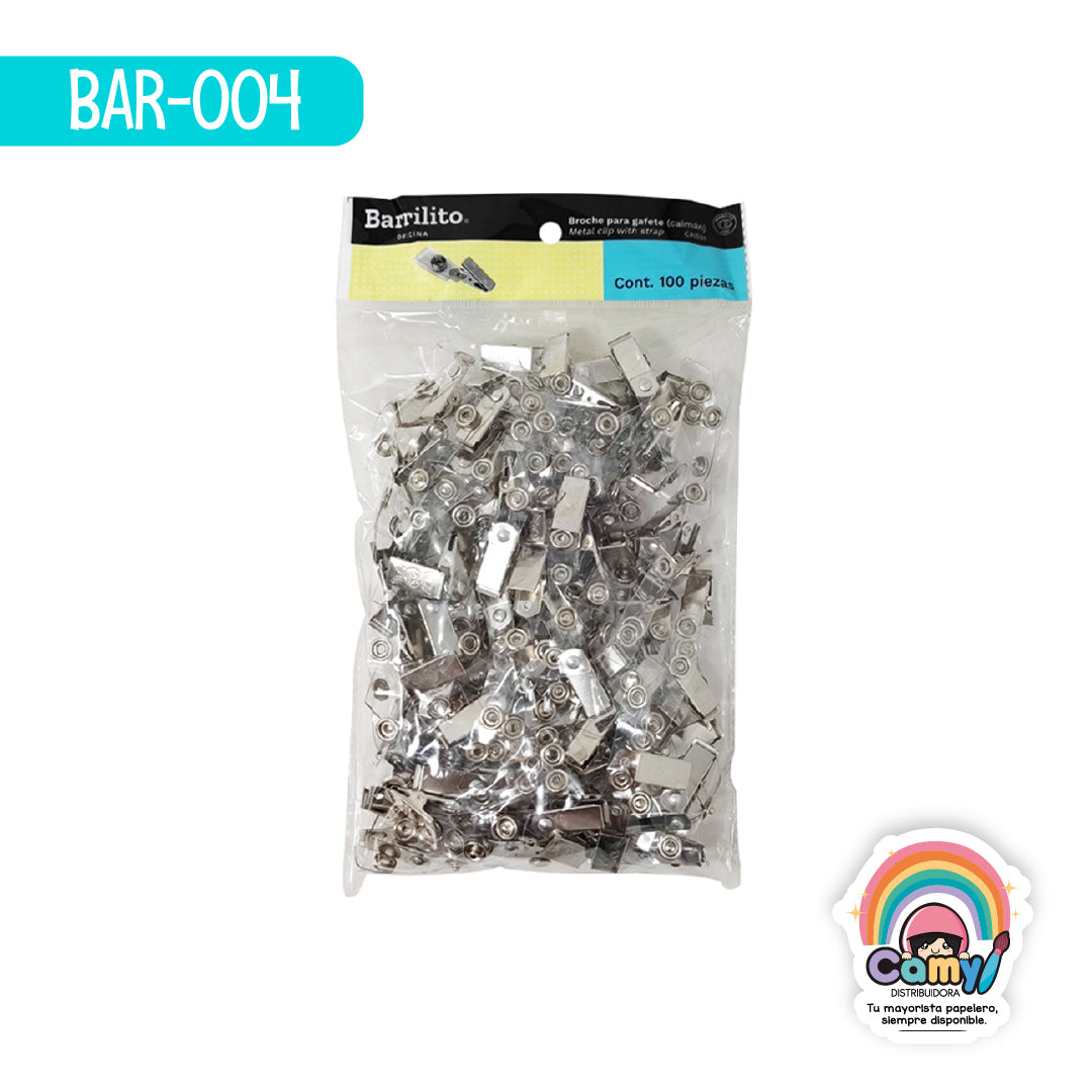 BAR-004 BROCHE BARRILITO P/GAFETE CAIMÁN BOL C/100 CAI501