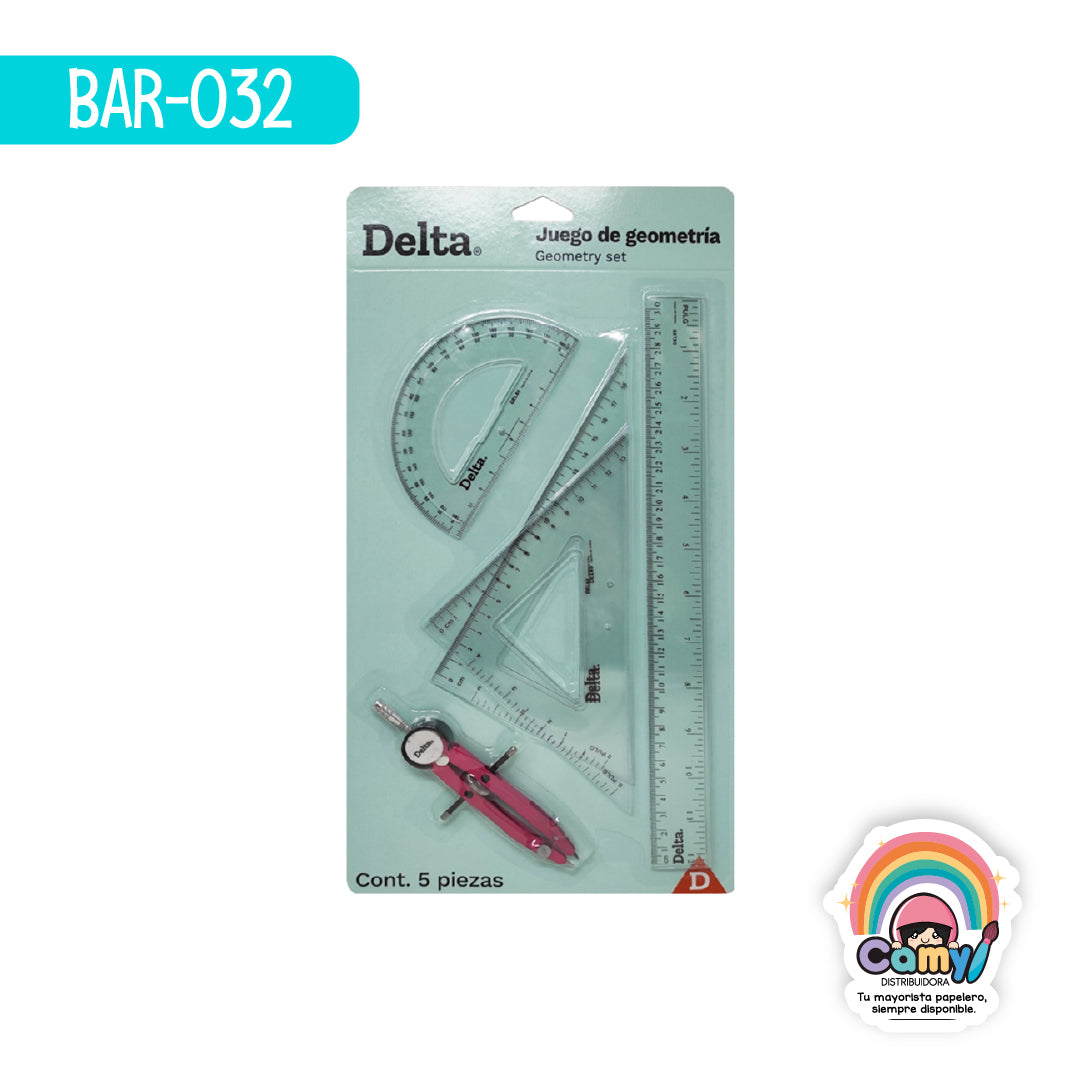 BAR-032 JUEGO DE GEOMETRÍA DELTA DEL65 C/5PZAS DEL65 BARRILITO