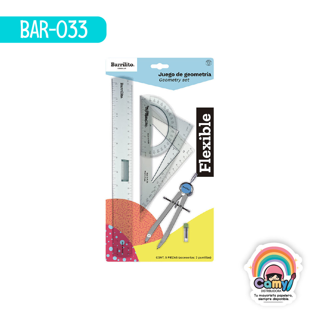 BAR-033 JUEGO DE GEOMETRÍA BARRILITO FLEXIBLE G-FLEX 2568