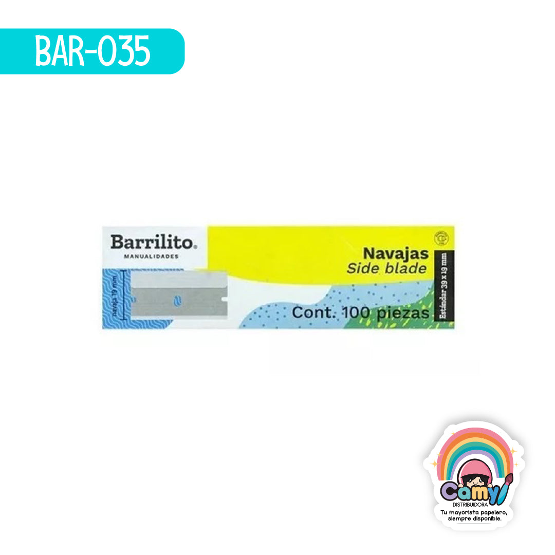 BAR-035 NAVAJAS BARRILITO 39X19MM  100NAV CAJ C/100