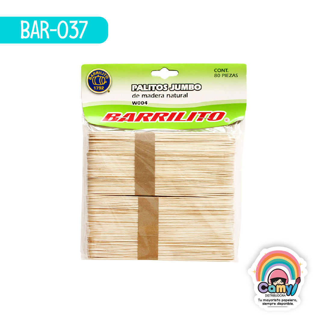 BAR-037 PALITOS BARRILITO JUMBO NATURAL BOLSA C/80 W004