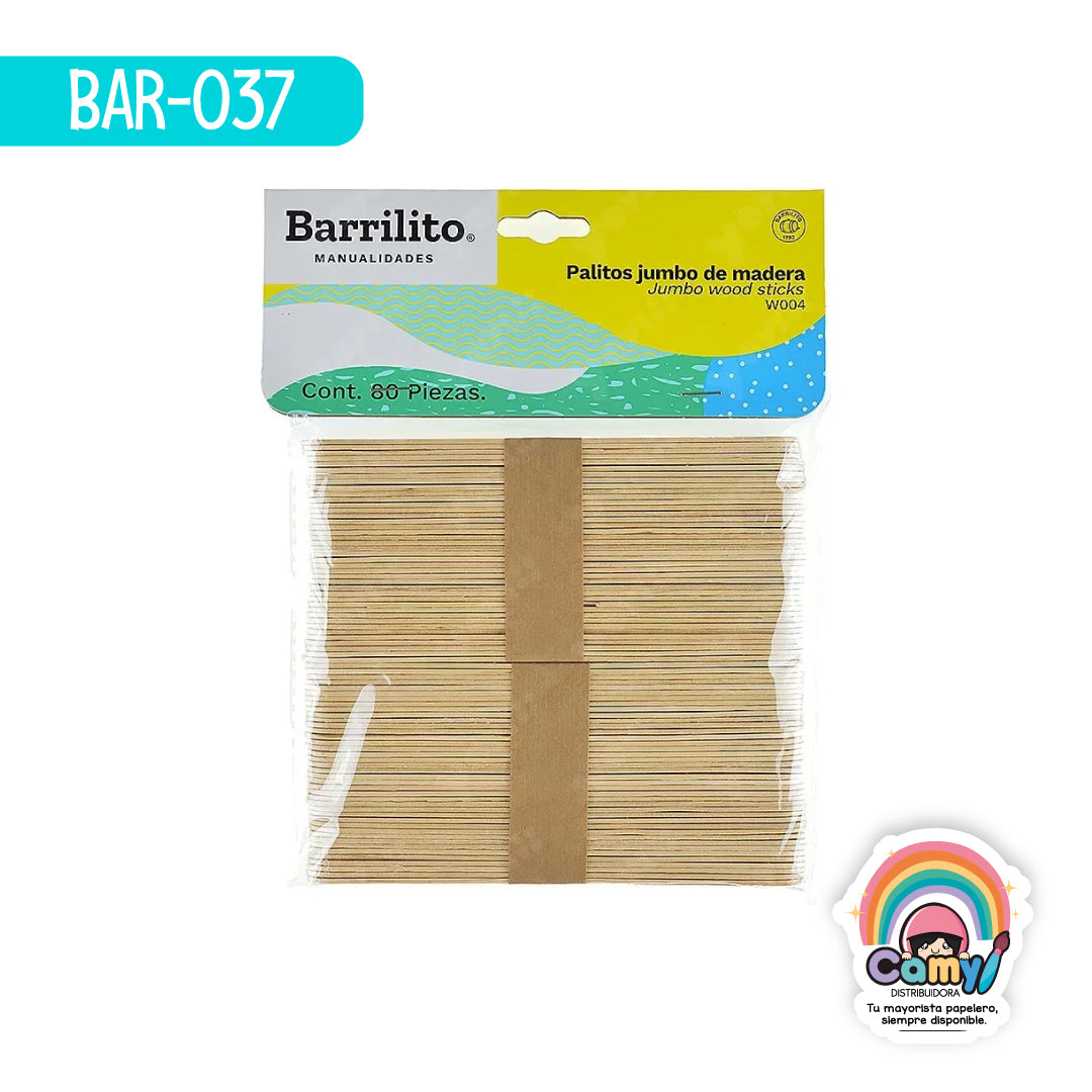 BAR-037 PALITOS BARRILITO JUMBO NATURAL BOLSA C/80 W004