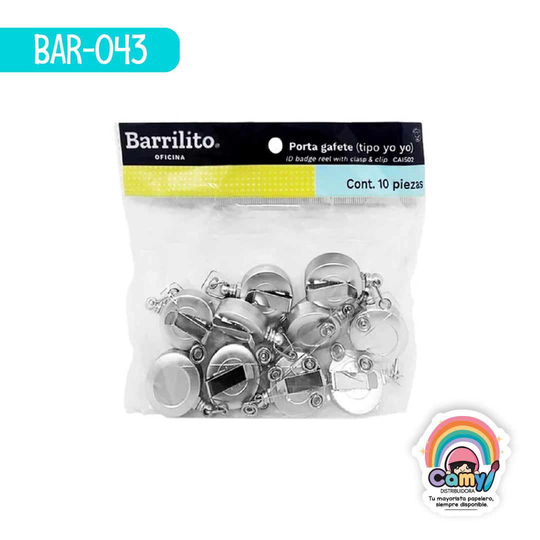 BAR-043 PORTAGAFETE BARRILITO RETRÁCTIL BOLSA C/10 CAI502