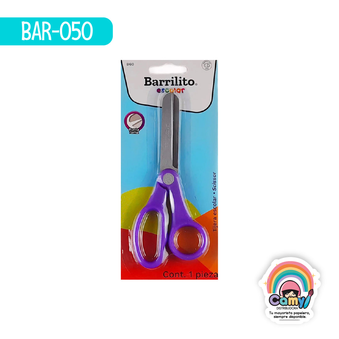 BAR-050 TIJERA BARRILITO ESCOLAR ACERO INOXIDABLE B60