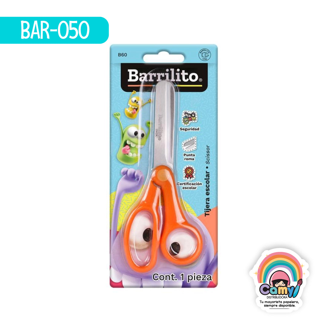 BAR-050 TIJERA BARRILITO ESCOLAR ACERO INOXIDABLE B60